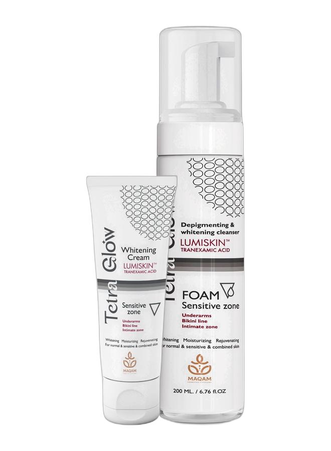 Tetra Glow Whitening Sensitive Zone Cream & Tetra Glow Sensitive Zone Foam Cleanser 200 Ml Bundle - Image 1
